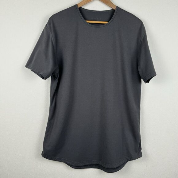BYLT Drop Cut Premium Basics Short Sleeve Shirt Sz M Gray Round Neck Athleisure - Picture 1 of 5